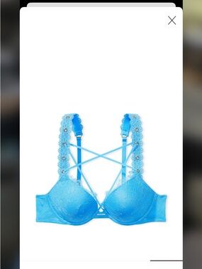 Victoria's Secret Very Sexy Grommet Lace Blue Lace Strappy Push-Up Bra